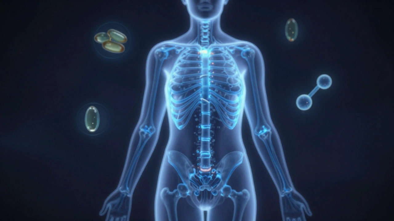 Symbolický obraz těla s regenerací kolagenu během spánku.