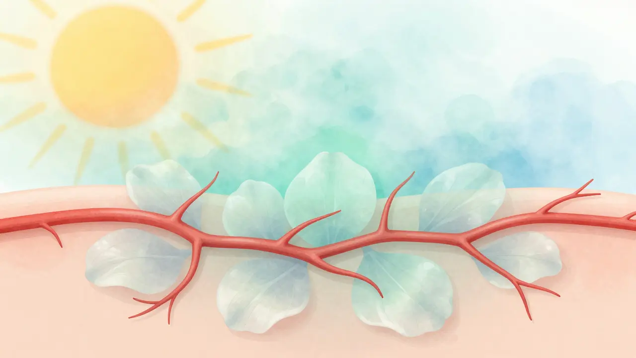 Abstraktní znázornění rozšířených kapilár, které se uzavírají pod vlivem klidných látek.