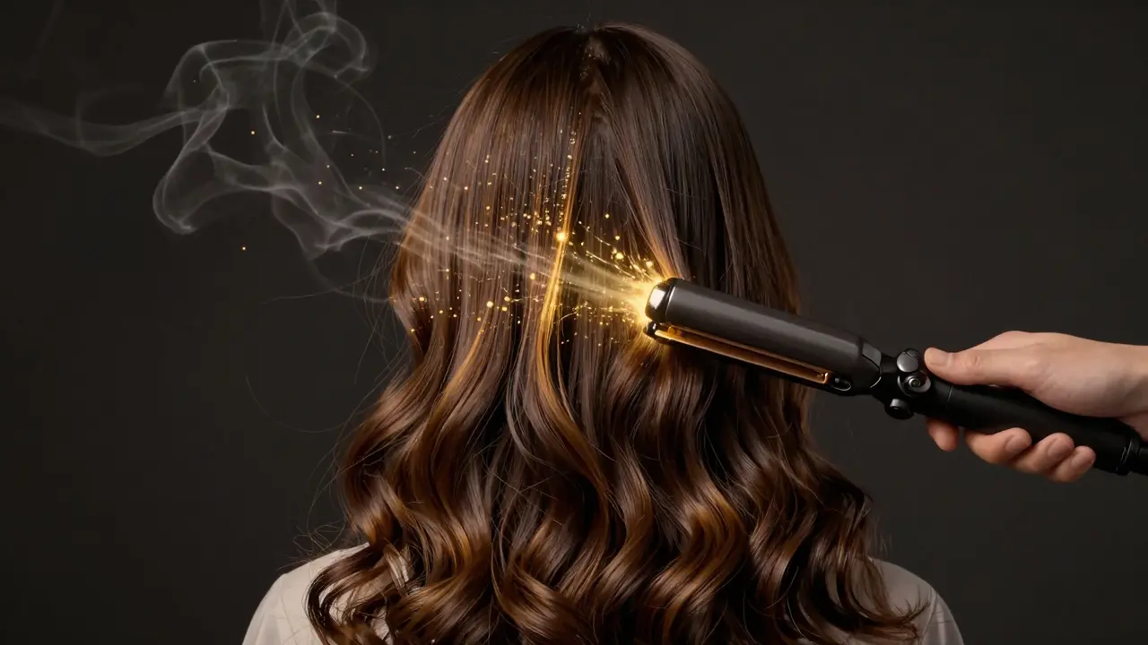 Ochranná vrstva séra chrání vlasy před teplem rovňátka.