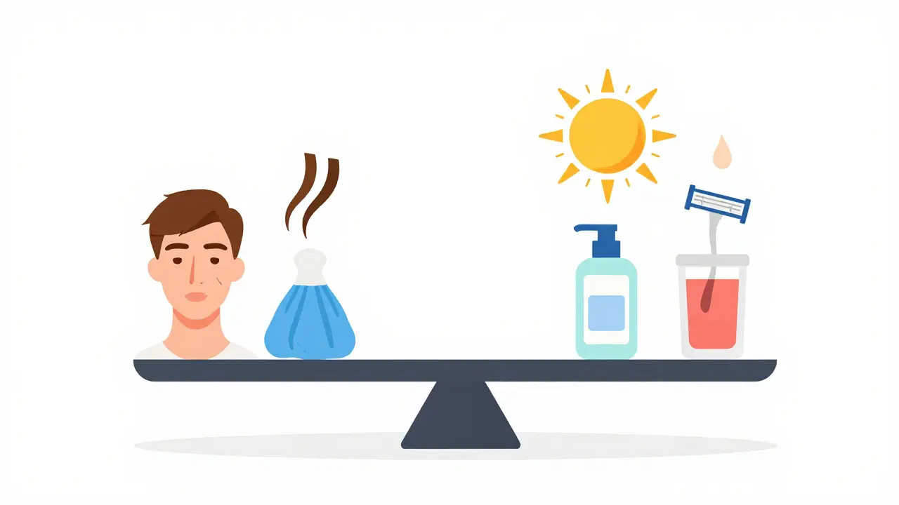 Symbolická váha ukazující správnou přípravu kůže proti chybám před depilací.