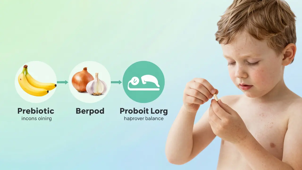 Dítě s ekzémem postupně získává zdravou pokožku po třech měsících užívání probiotik a stravě bohaté na vlákninu.