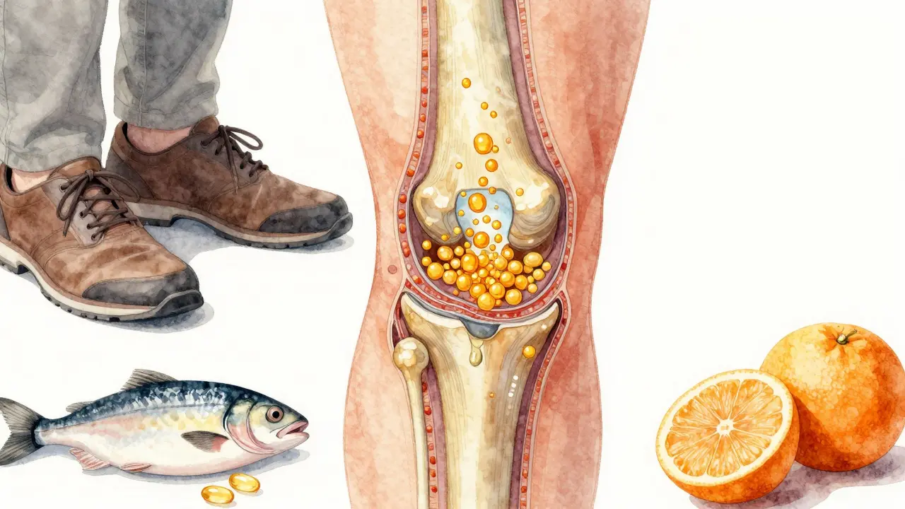 Regenerace kloubu pomocí mořského kolagenu s výživovými prvky kolem.