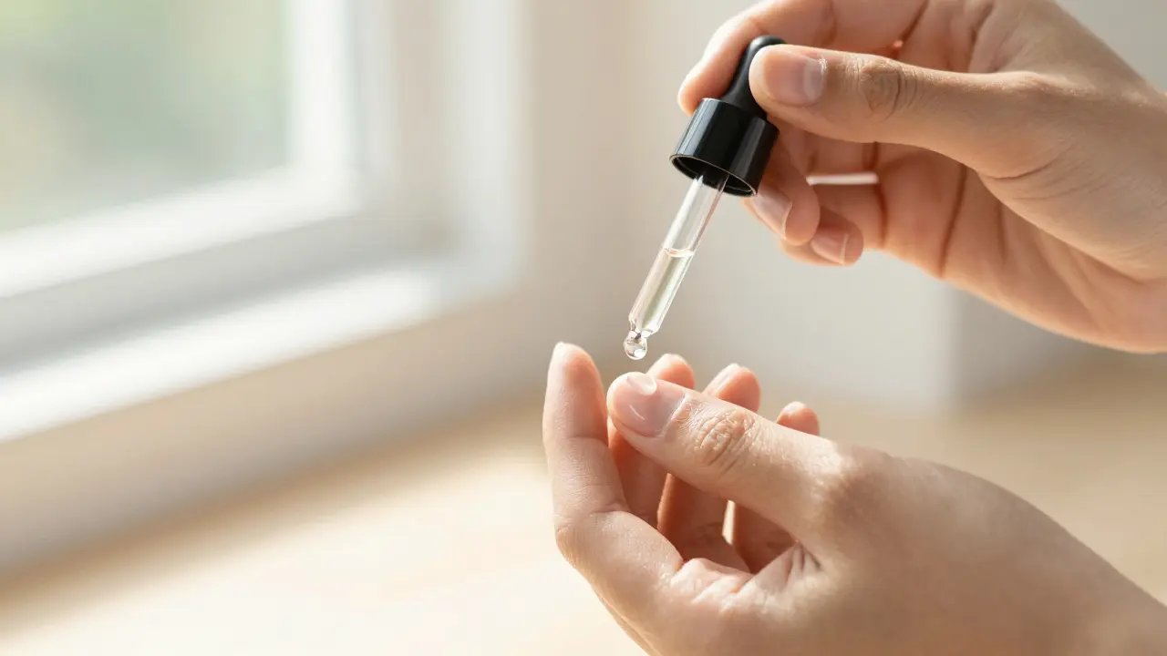 Aplikace hydratačního oleje na kutikuly a základ nehtu.