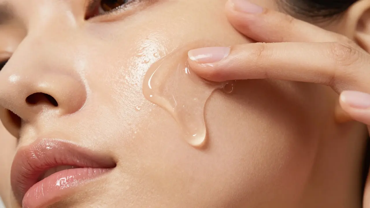 Nanesení gelu z aloe vera na pleť jako součást hydratační rutiny