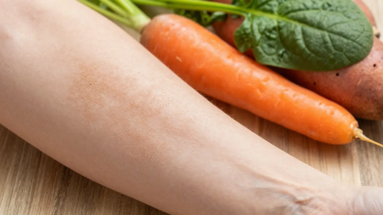 Suchá kůže vedle mrkve a zeleniny bohaté na vitamin A