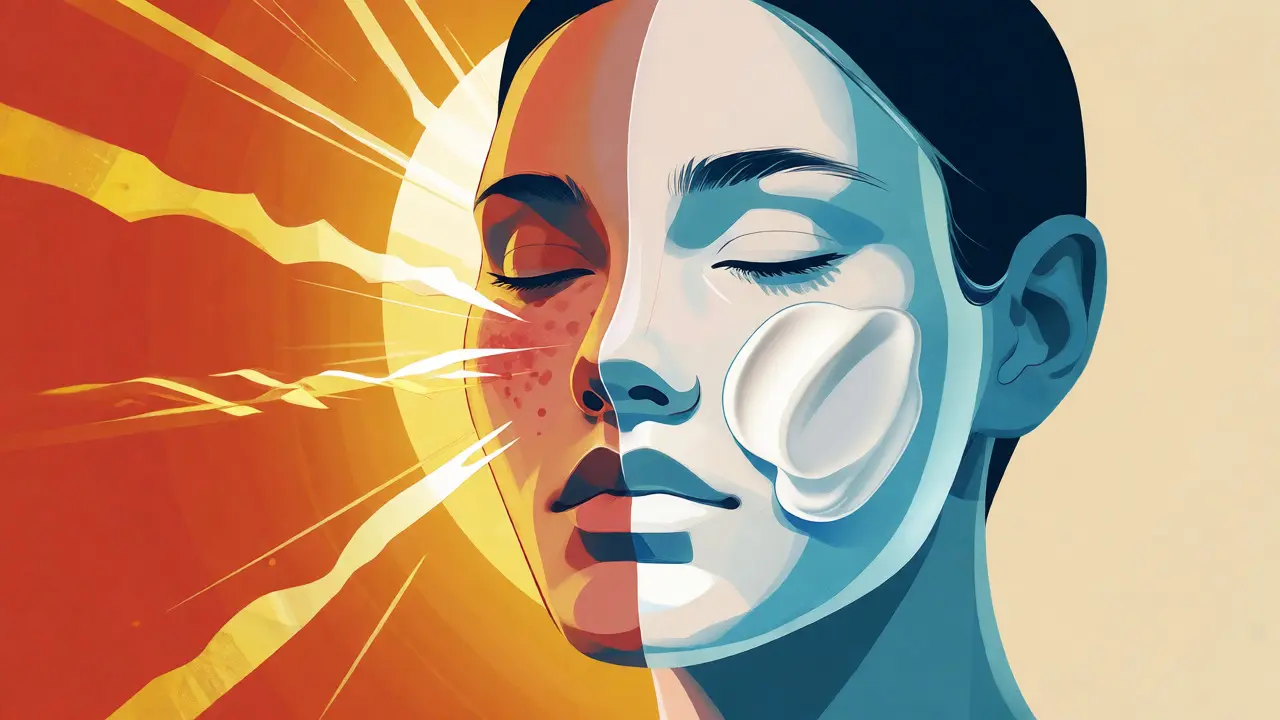 Ilustrace ochrany pleti před slunečním zářením