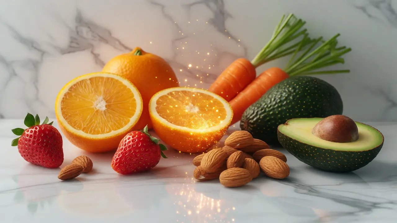 Čerstvé ovoce a ořechy bohaté na vitamíny pro pleť