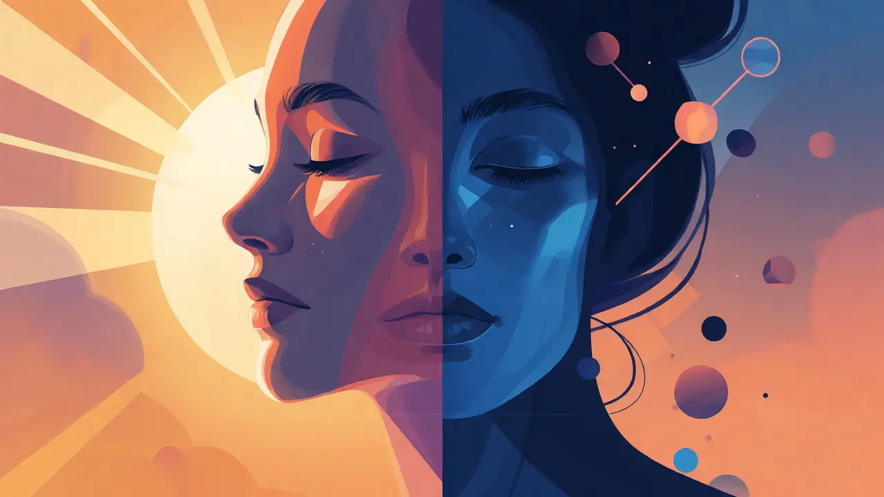 Konceptuální ilustrace rovnováhy ranní a večerní péče o pleť